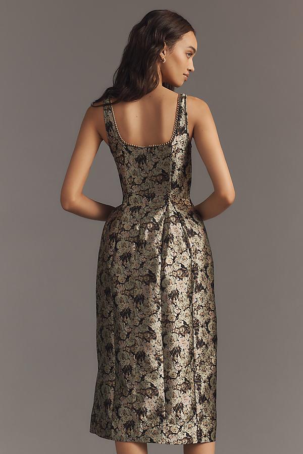 Maeve Sleeveless Square-Neck Fit & Flare Midi Dress in Brown | Lyst UK