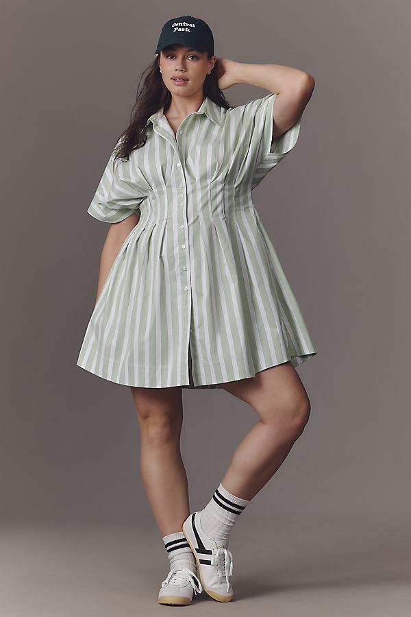 open lace back dress Button Front Pleated Shirt Dress main image 1