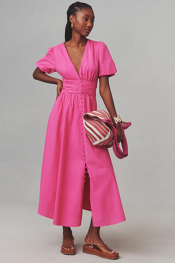 By Anthropologie The Katerina V-neck Button-front Dress in Pink | Lyst UK By Anthropologie The Katerina V-neck Button-front Dress in Pink | Lyst UK