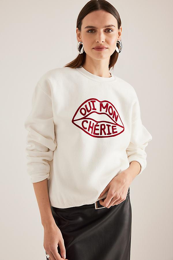 By Anthropologie Oui Mon Cherie Slogan Sweatshirt in Grey Lyst UK