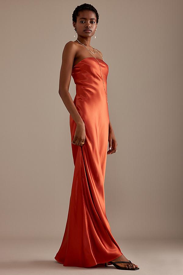 strapless silk dress Occasion Ready Satin Strapless Dress Chartreuse