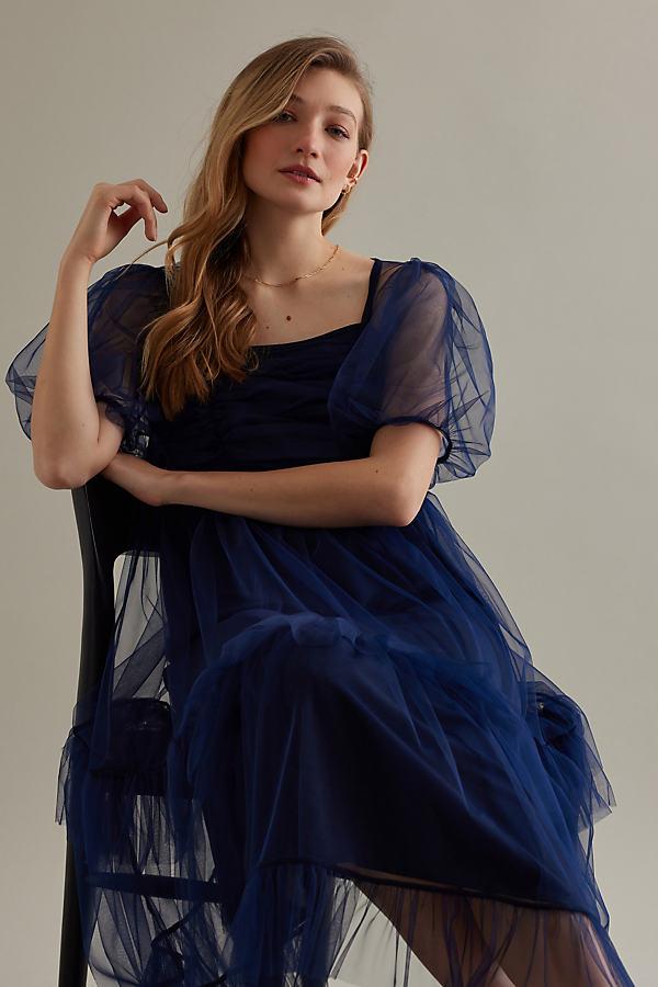 Anthropologie navy clearance dress