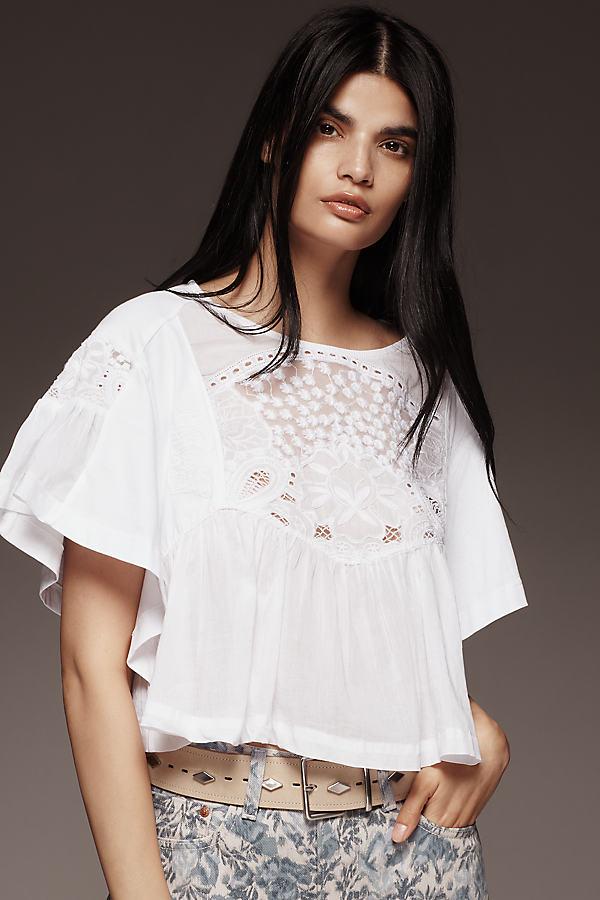 maeve short-sleeve embellished cotton lace mini dress New Anthropologie Maeve Navy Blue Embroidered Floral Lace Mini Dress Women  M