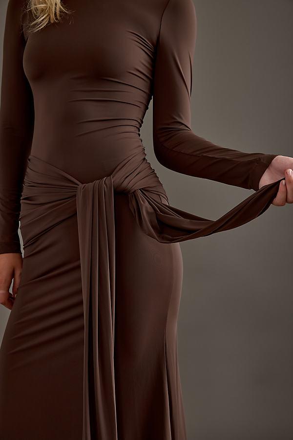 alix maxi tie front dress in chocolate Alix Maxi Tie Front Dress