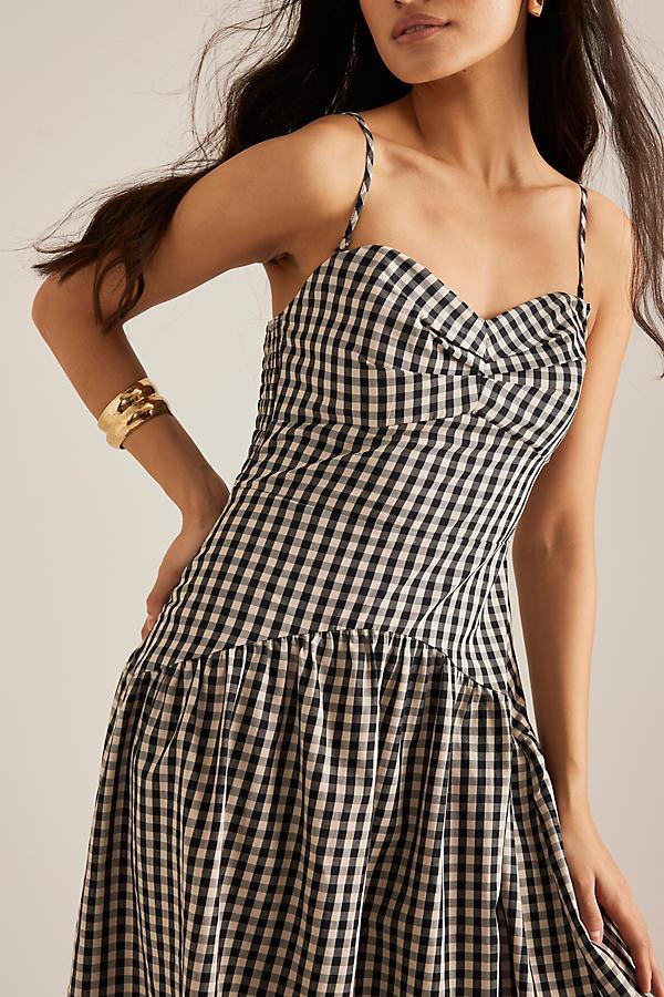 anthropologie brown gingham dress Opal Gingham Maxi Dress in Brown