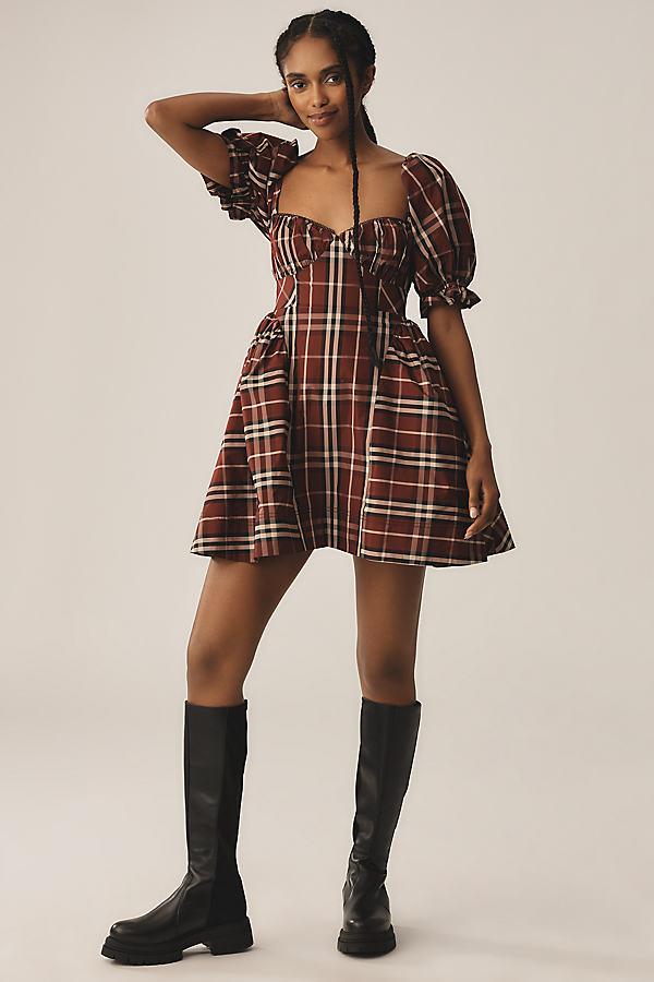 Maeve Puff Mini Dress in Natural | Lyst UK