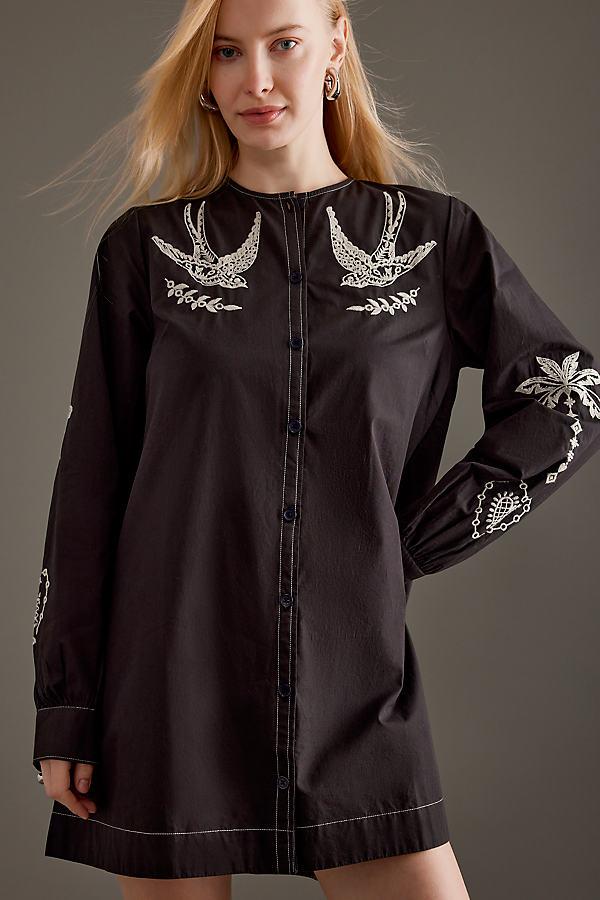 Never Fully Dressed Embroidered Swallow Romance Mini Dress in Black | Lyst  UK