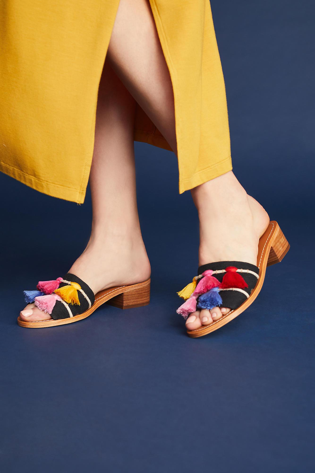 tassel slide sandals