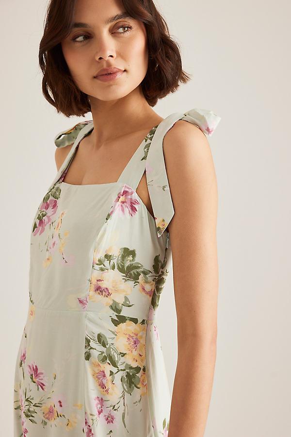 Nobody's Child Tamar Tie-Shoulder Floral Midi Dress in Natural