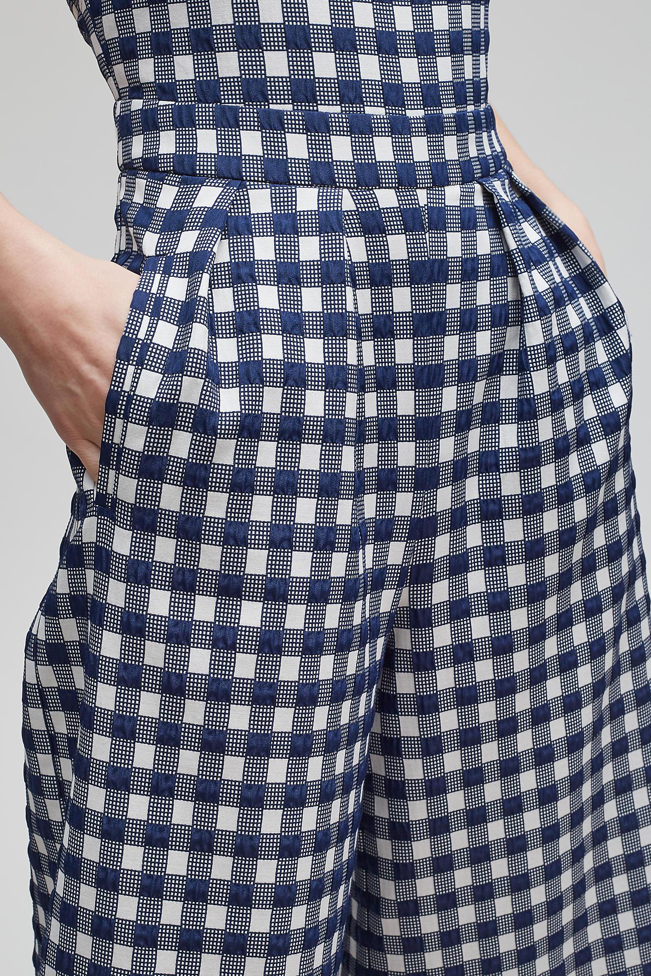 anthropologie gingham jumpsuit