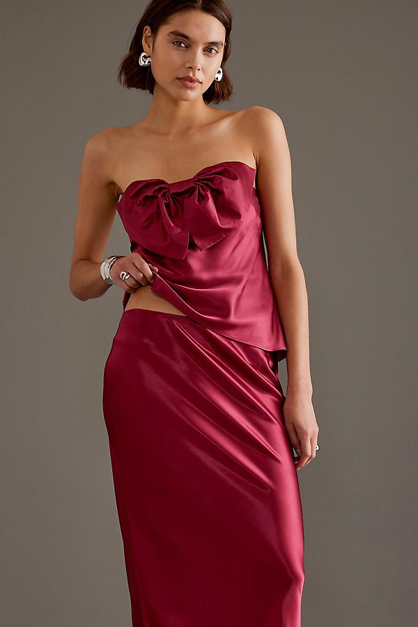 red satin bandeau top