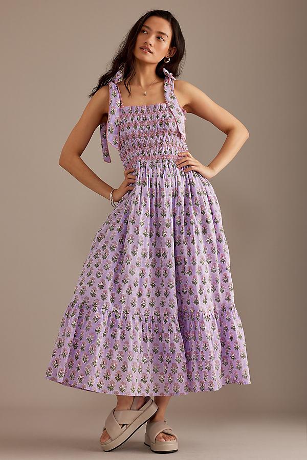 Dilli Grey Yasmin Tie-strap Midi Dress in Purple | Lyst UK