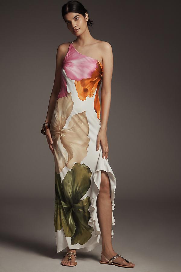 knee length dresses for ladies Anthropologie Lucinda One-Shoulder Maxi Slip Dress – Taite Ro main image 1