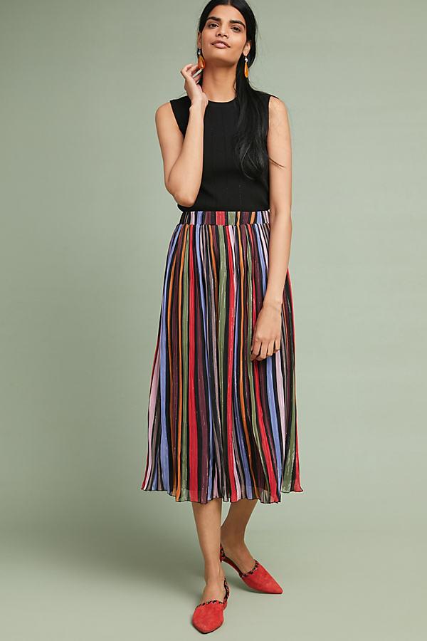 Anthropologie Rainbow striped Midi Skirt Lyst UK