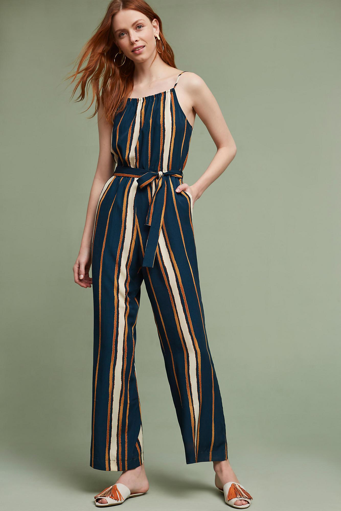anthropologie striped jumpsuit