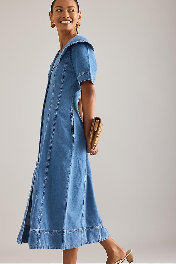 ALIGNE Sparrow Button-Front Denim Midi Dress in Blue | Lyst UK