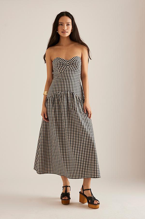 By Anthropologie Gingham Midi Dress in Brown | Lyst UK By Anthropologie Gingham Midi Dress in Brown | Lyst UK