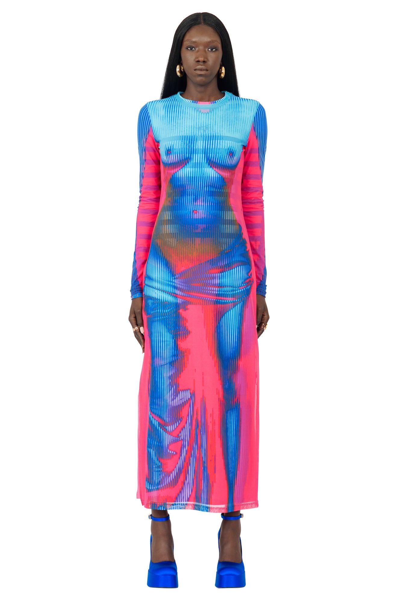 Y. Project Jean Paul Gaultier Body Morph Mesh Cover Dress in Red Lyst