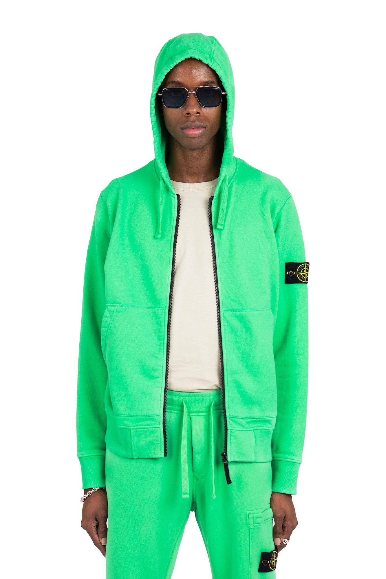 Stone Island Light Green Zip Up Sweatshirt for Men | Lyst
