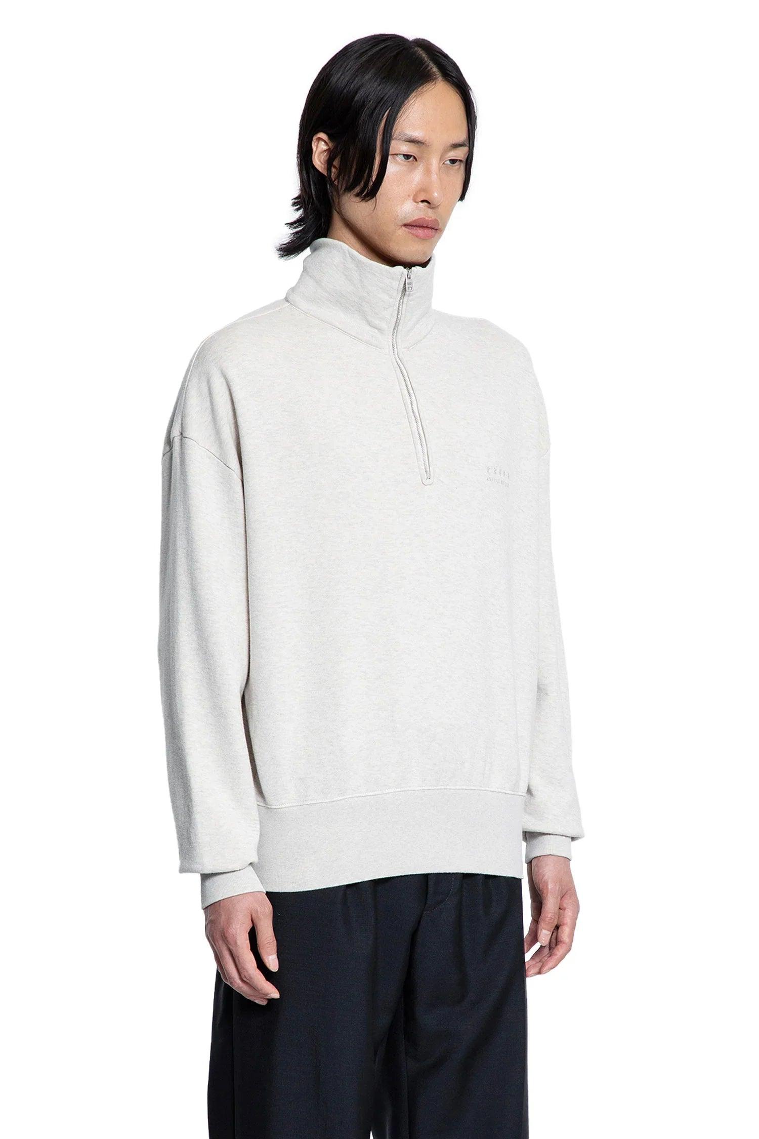Prada Soft Cotton Quarter-Zip Sweatshirt in Grey for Men | Lyst UK