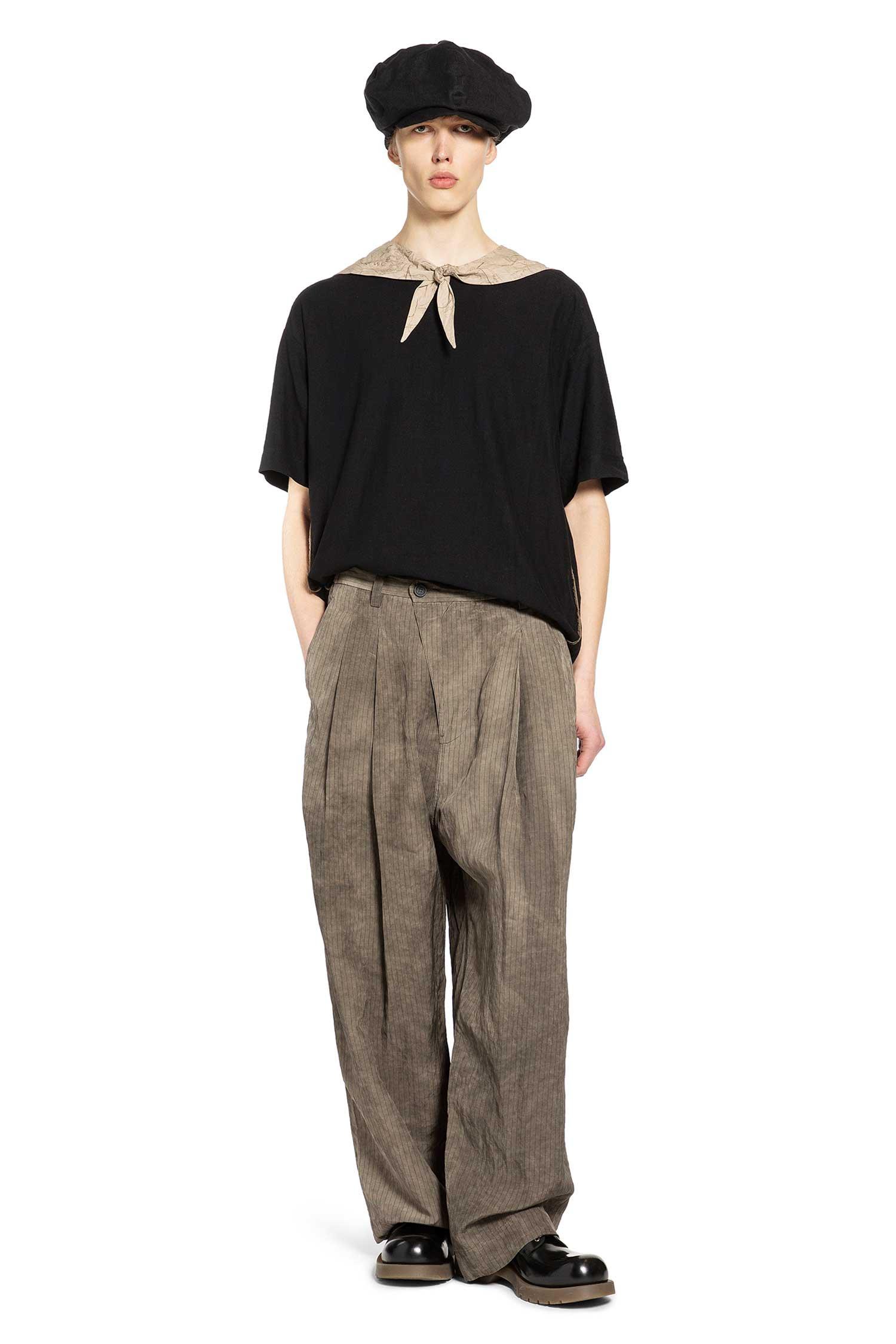 Ziggy Chen Drop Crotch Pleated Trousers in Brown for Men | Lyst