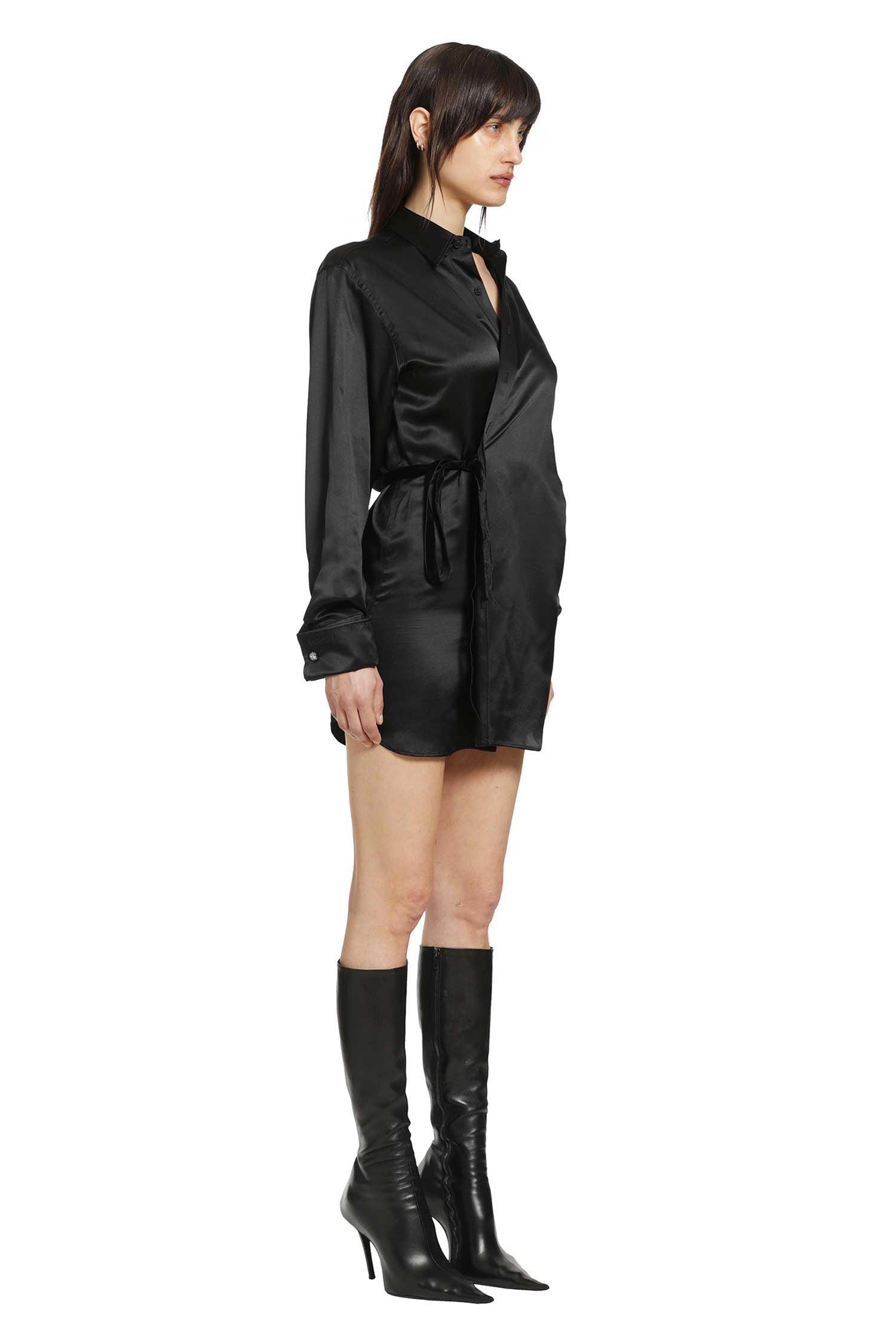 chinese dress ladies Balenciaga Suede Lambskin Leather A-Line Mini Dress Pink
