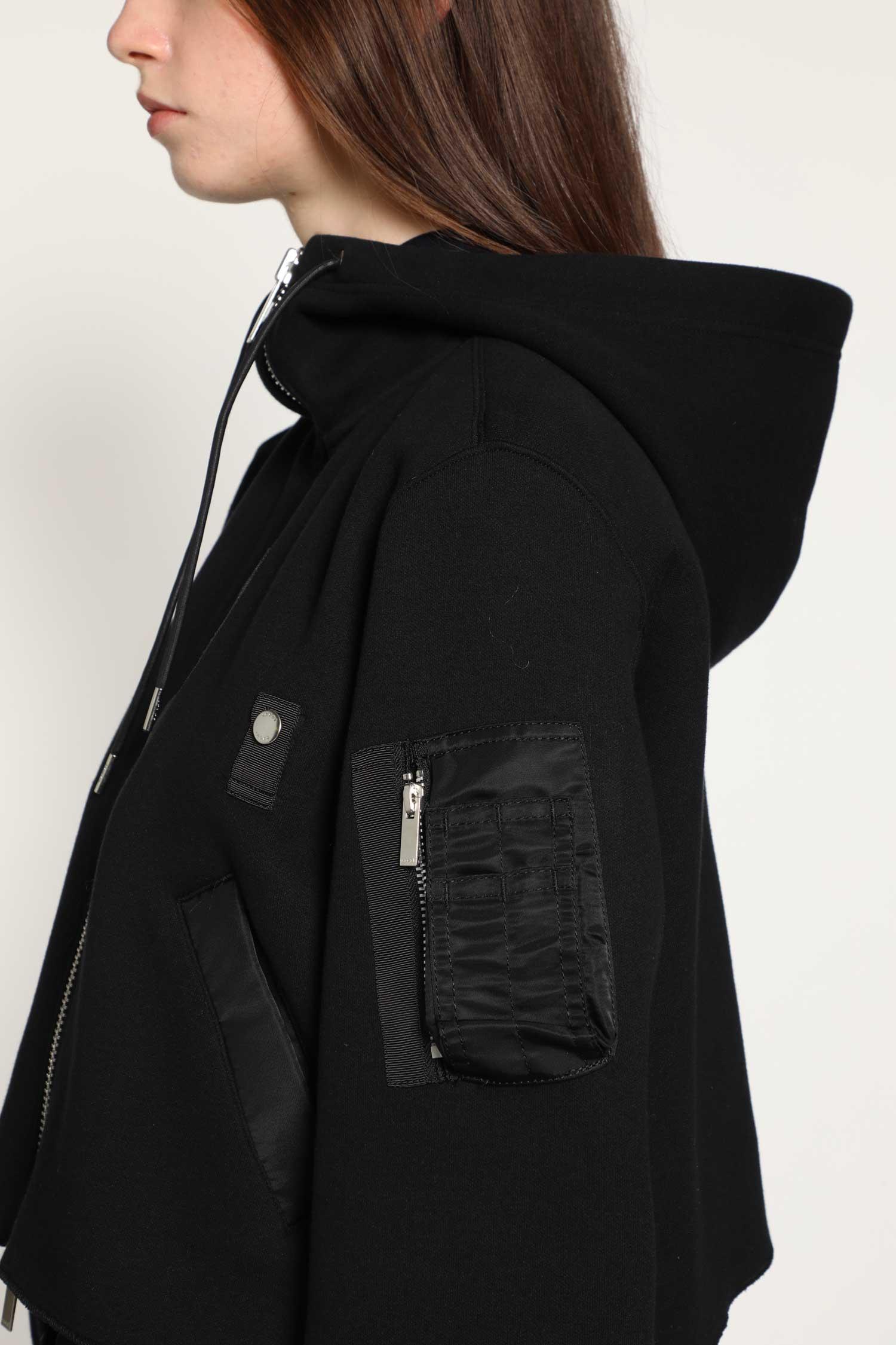 Sacai Sponge Sweat X Nylon Twill Hoodie in Black | Lyst