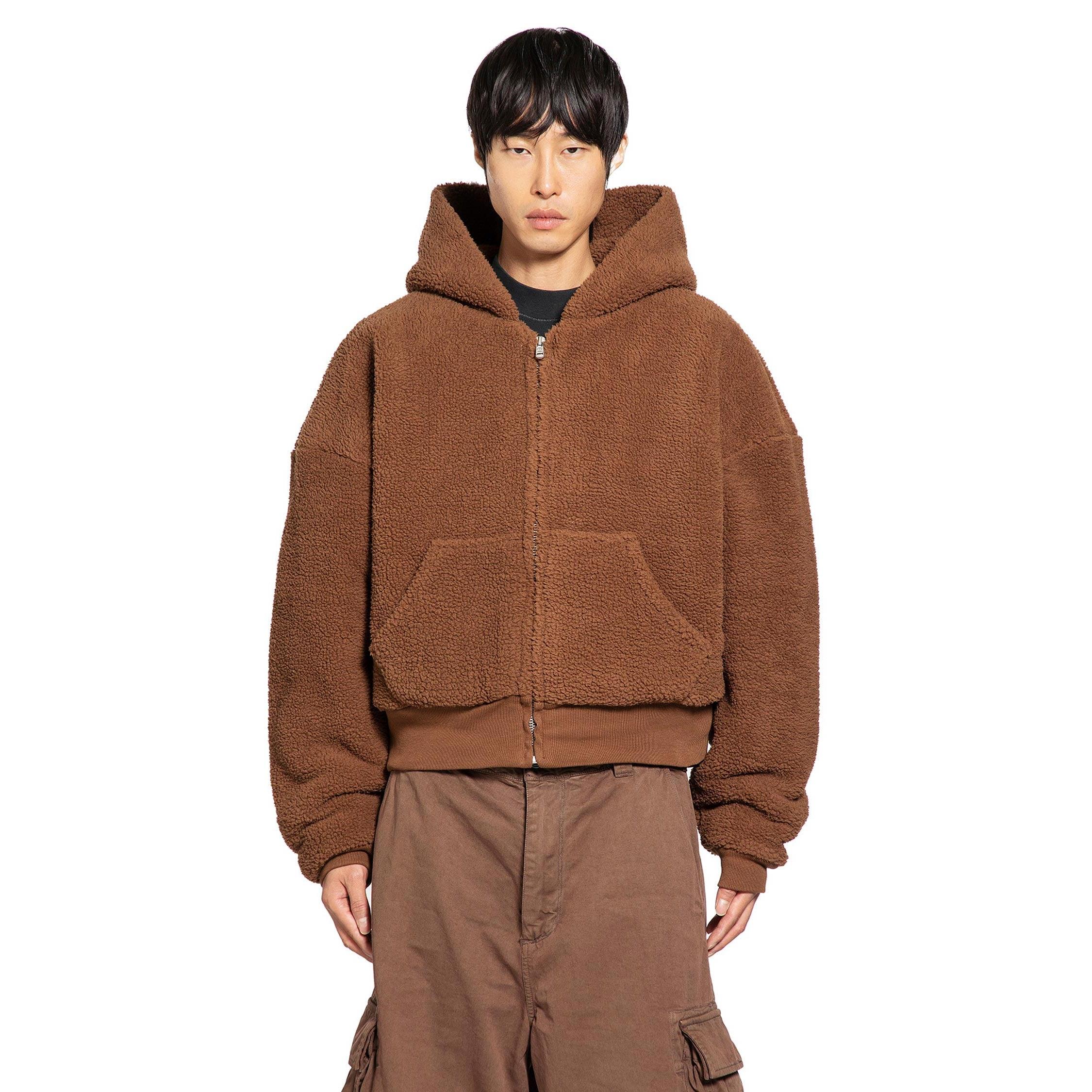 ERL Terry Fleece Zip-Up Hoodie in Brown for Men | Lyst UK