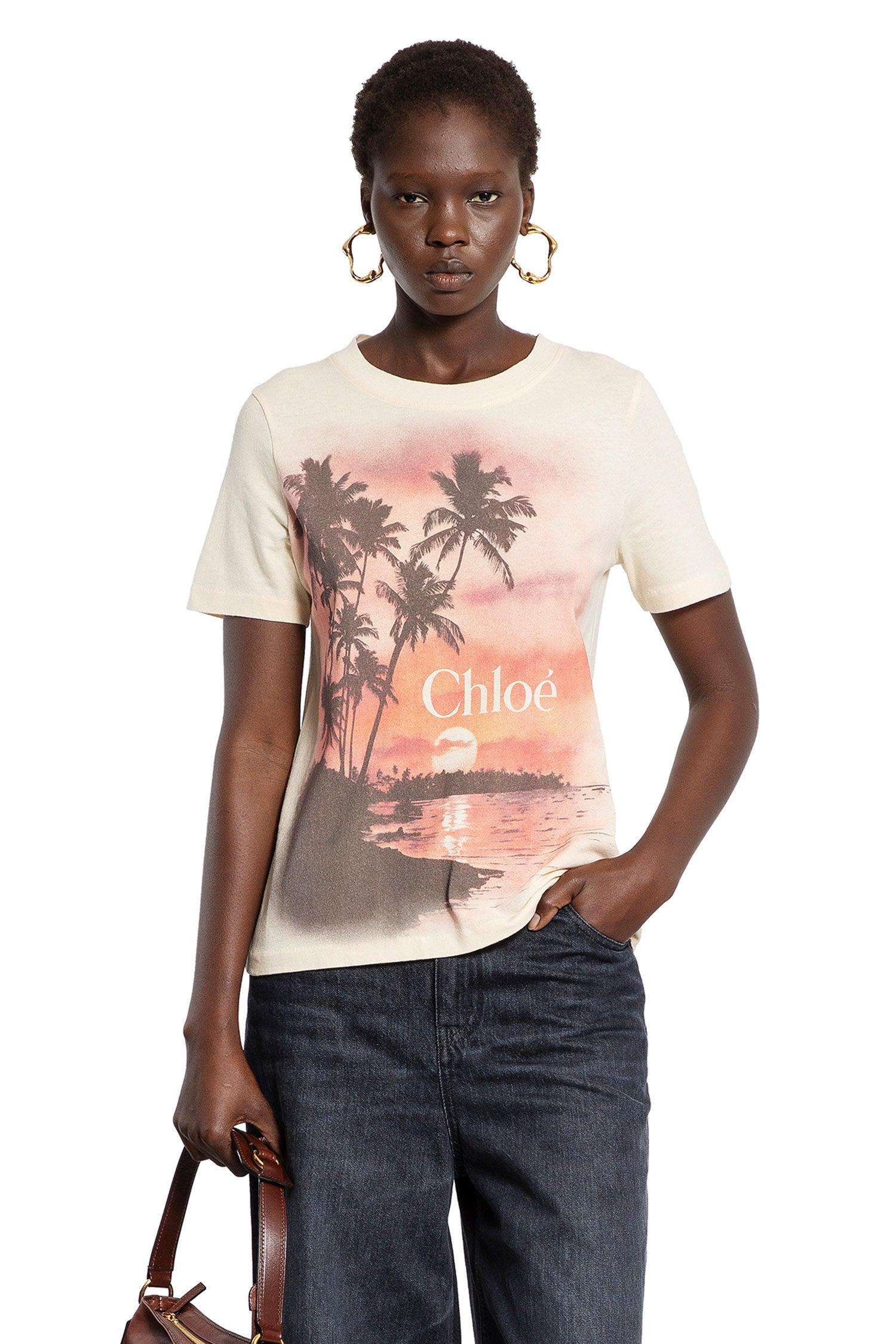 Tシャツ・カットソー CHLOE Women Tops 24WJH03184 BROWN Chloé Cropped Boxy Logo T Shirt In Cotton Jersey | Chloé US