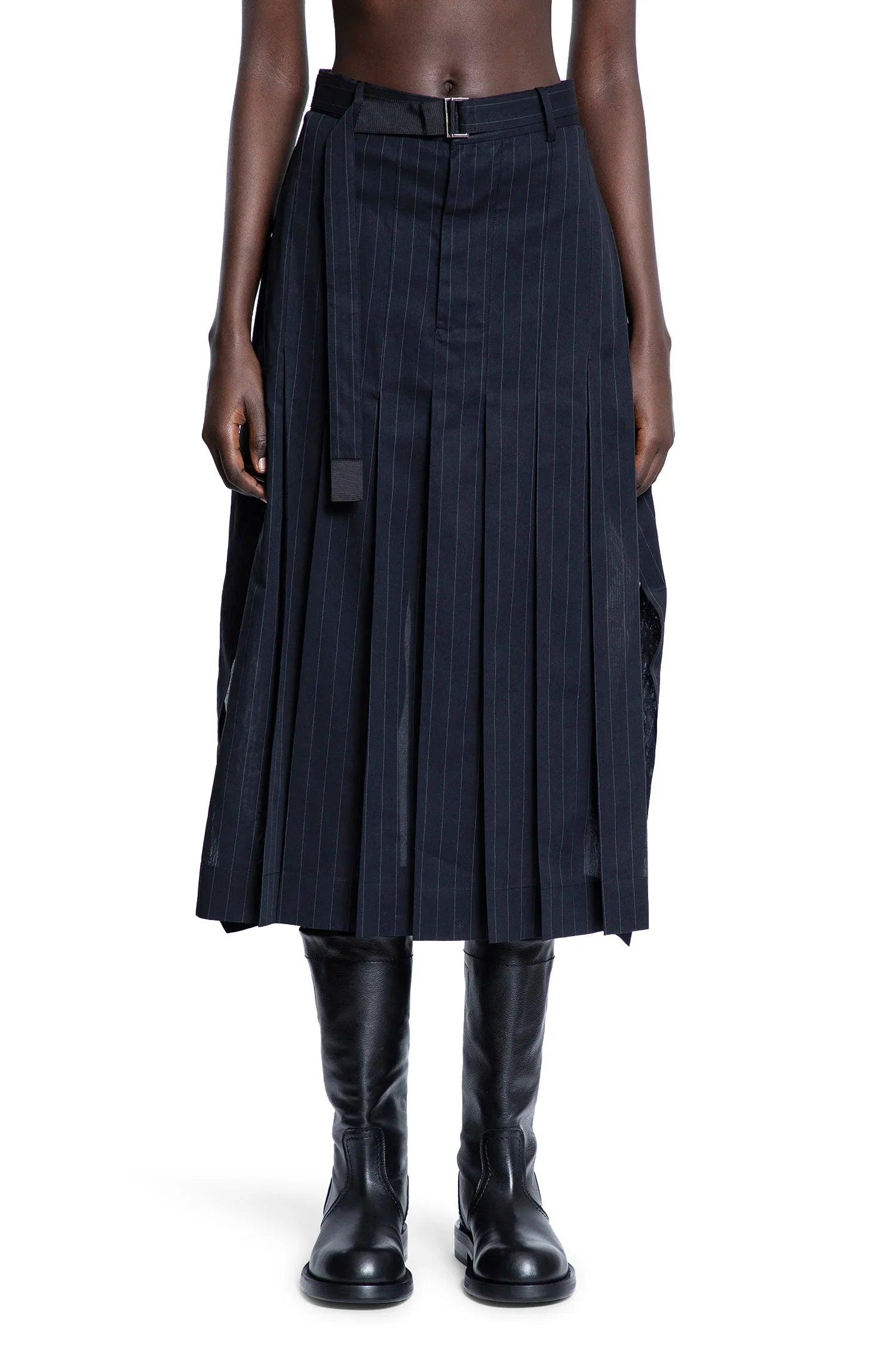 Sacai Striped Voile Skirt in Blue | Lyst