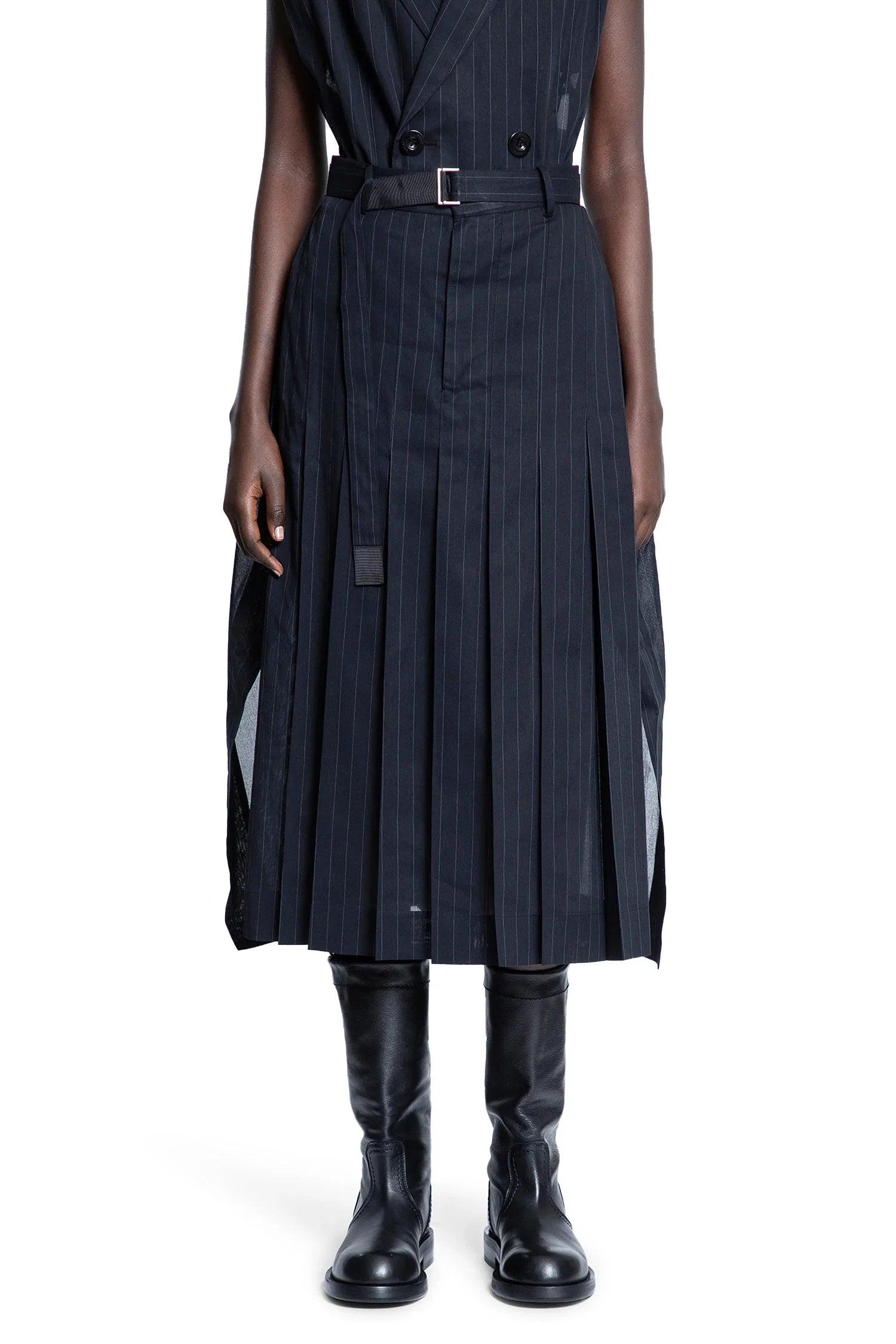 Sacai Striped Voile Skirt in Blue | Lyst