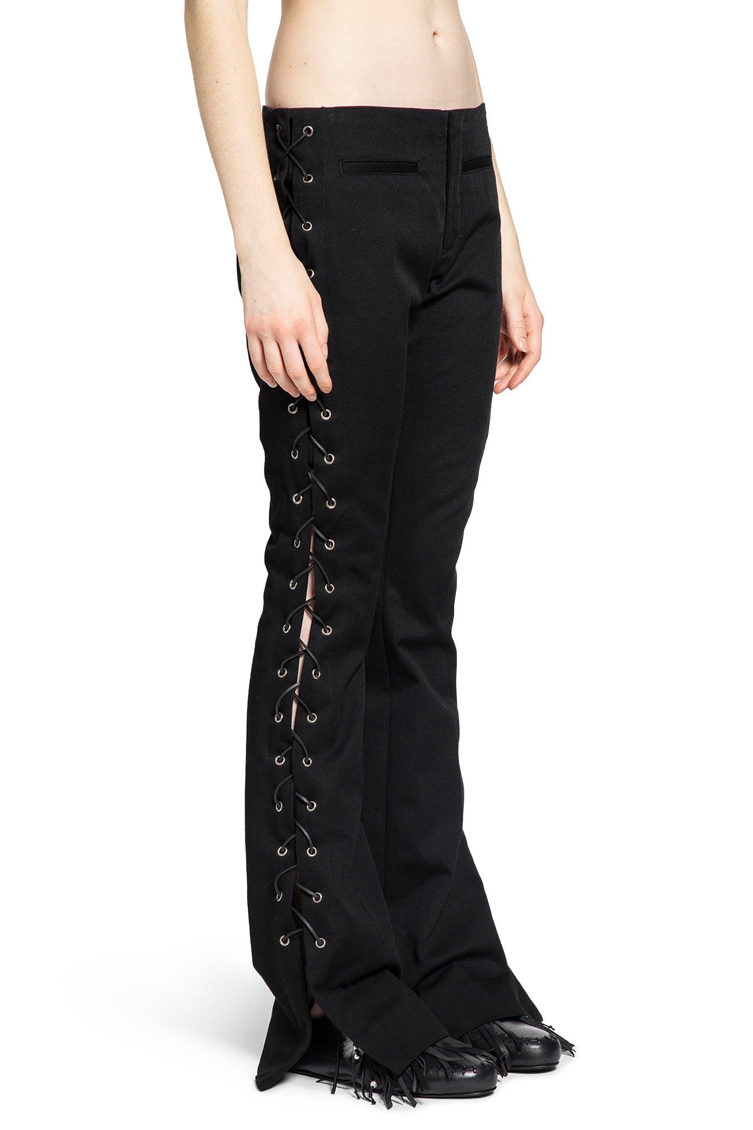 パンツ ann demeulemeester Lace up detail pants Ann Demeulemeester Kel Lace-Up Bootcut Trousers in Black | Lyst