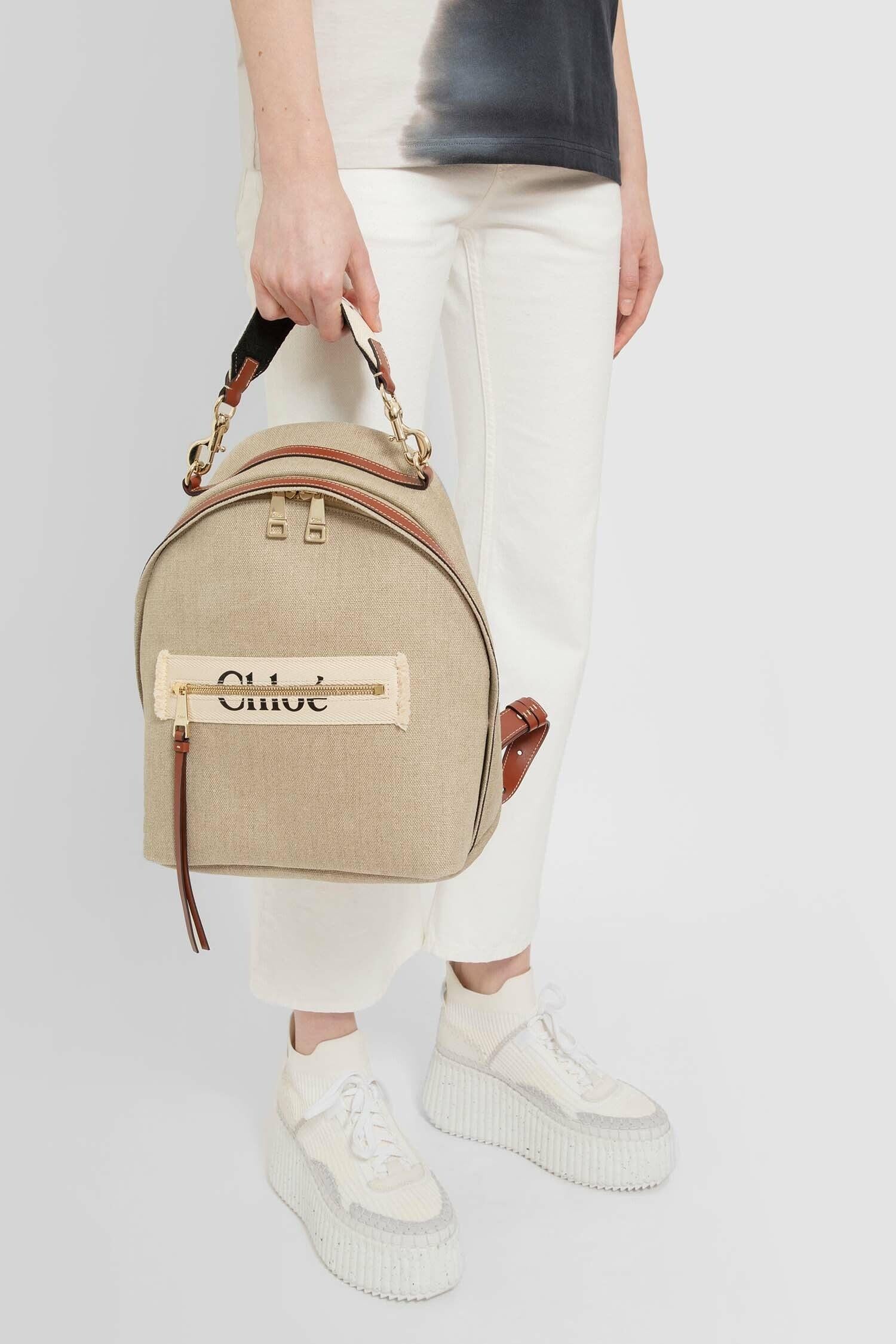 Chloe Beige Leather Backpack with Gold Accents Chloe Suede Calfskin Mini Faye Backpack Off White 1775517  main image 2
