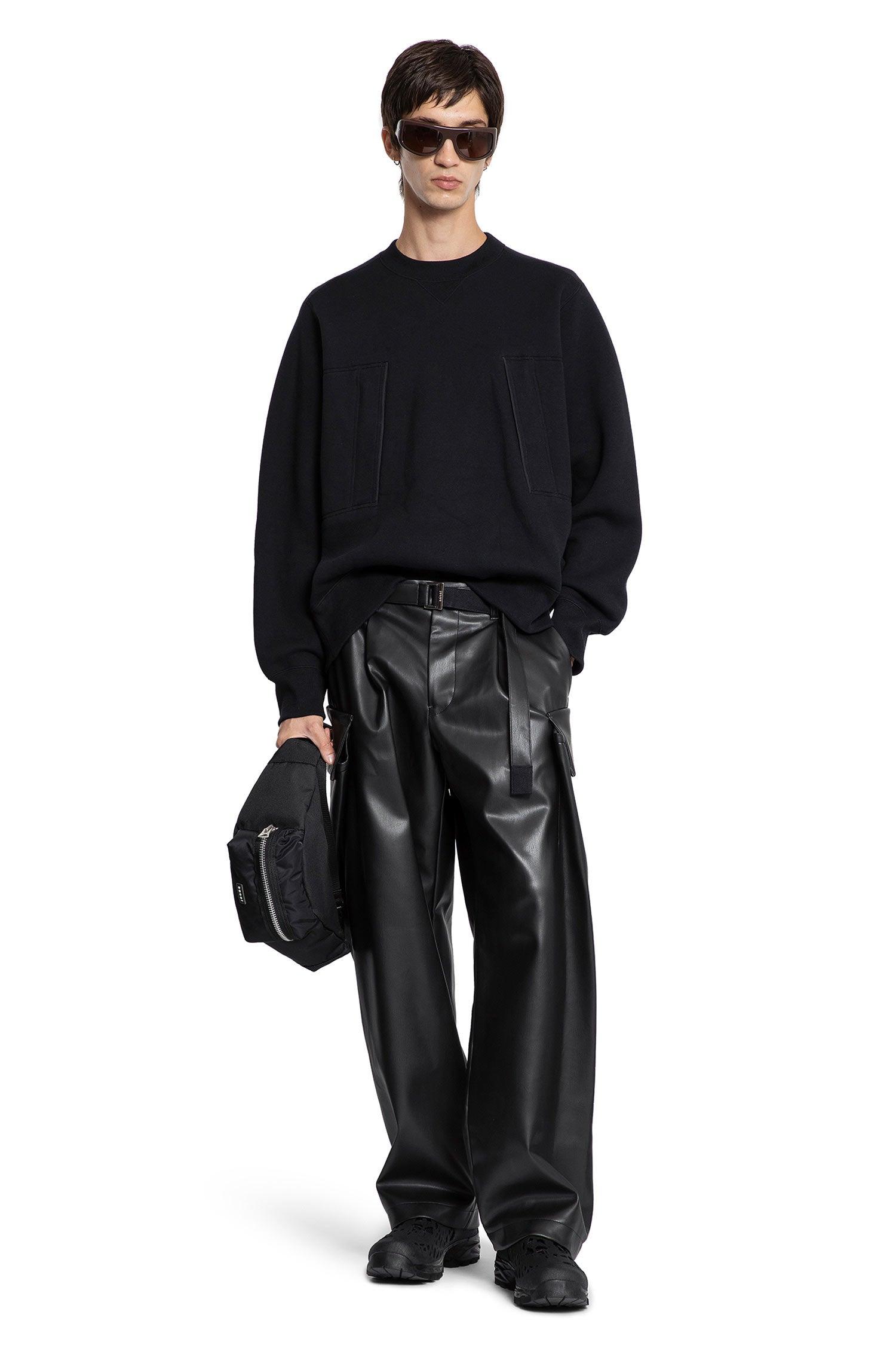 Leather Leggings Elastic Waist Pants Leather Sacai Faux Leather