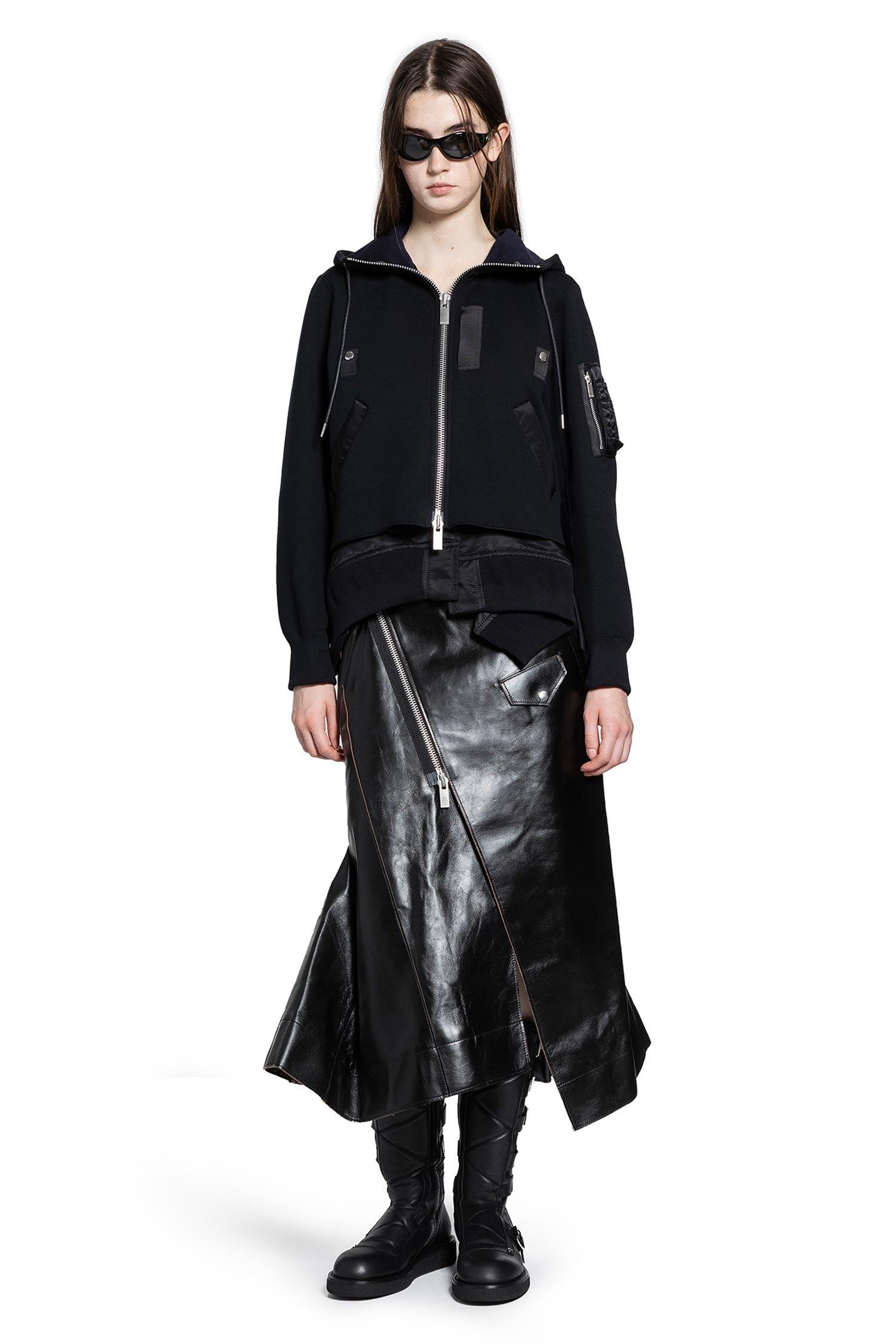 Sacai Sponge Sweat X Nylon Twill Hoodie in Black | Lyst