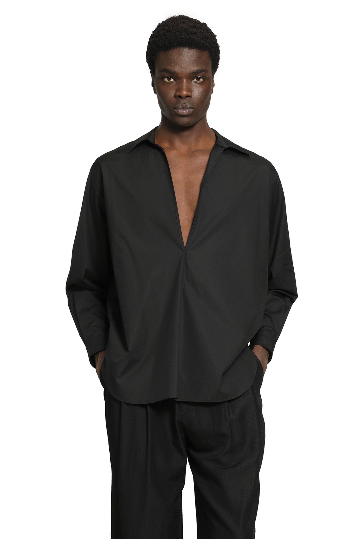 Ssstein Suvin Cotton Oversized Skipper Shirt in Black for Men 