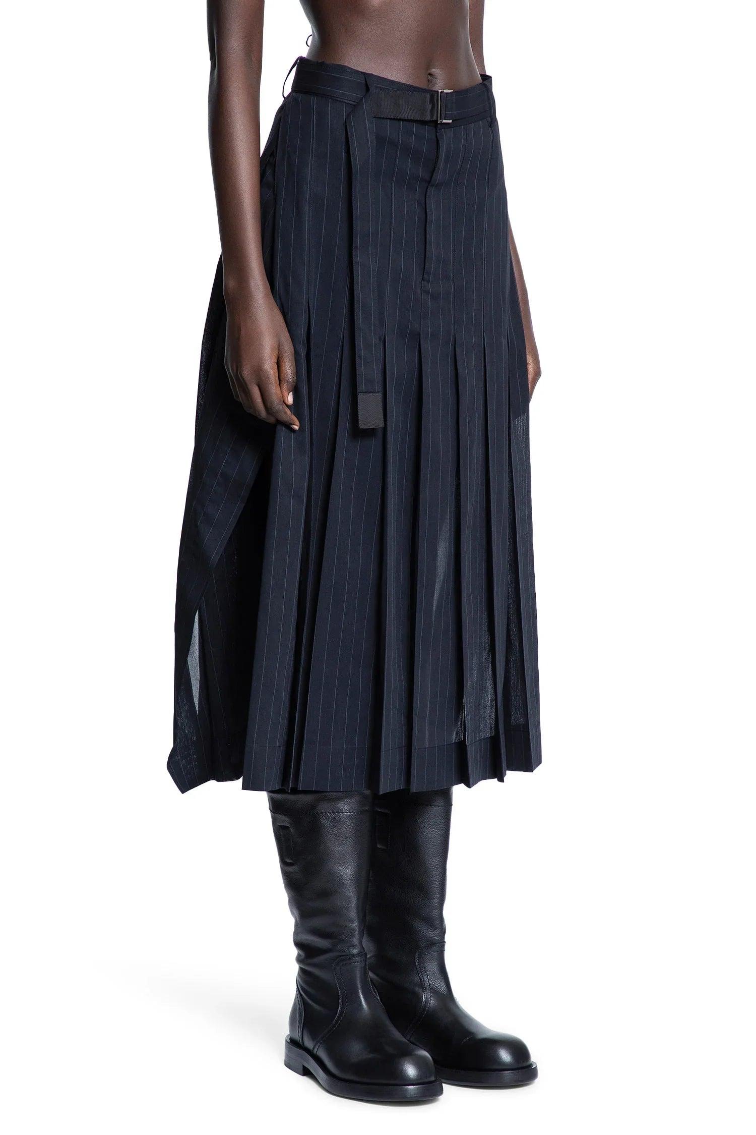 Sacai Striped Voile Skirt in Blue | Lyst