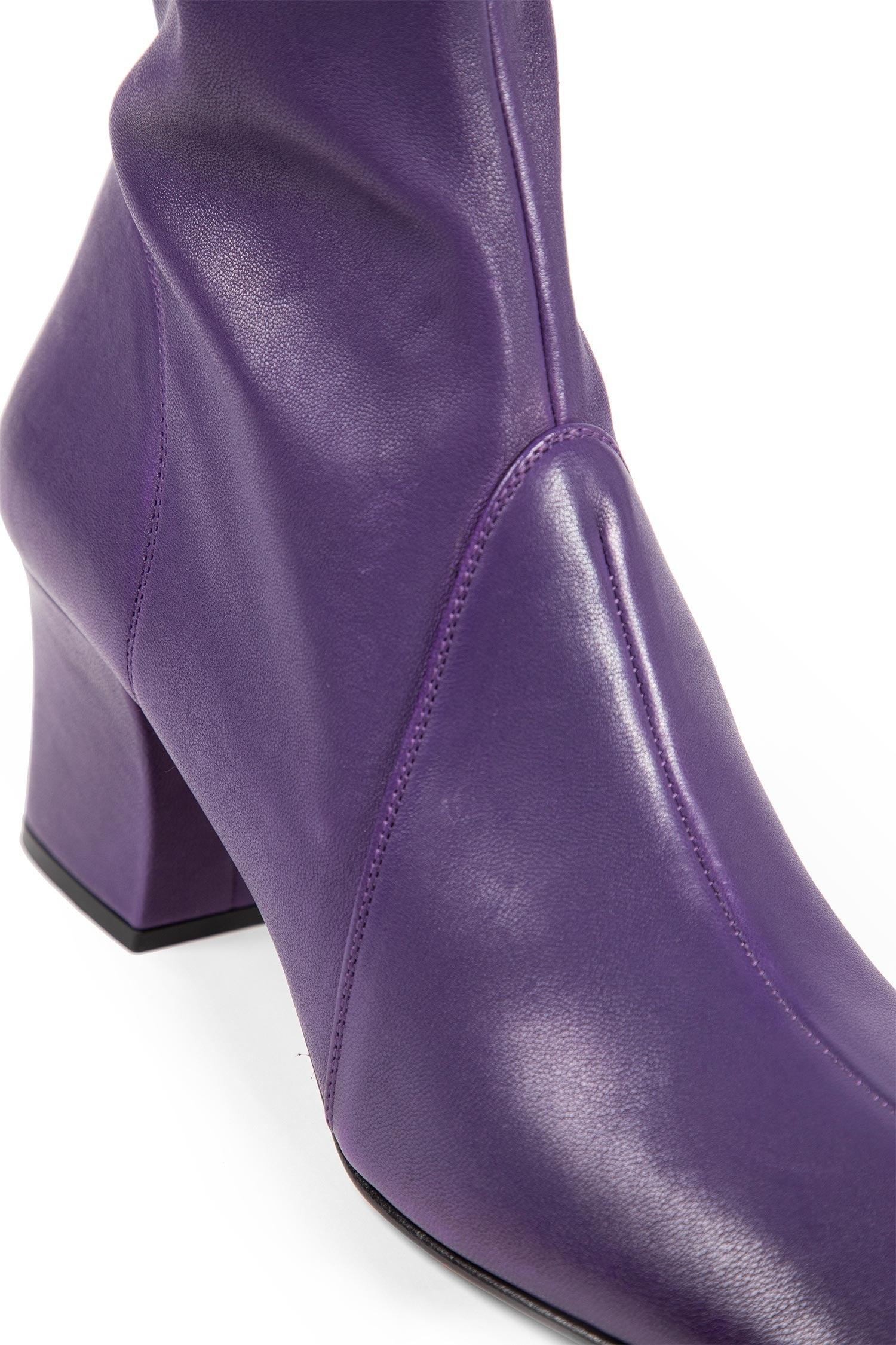 靴 Miu Miu Boots Purple Leather archive Miu Miu Nappa Leather Boots With Buckle in Purple | Lyst UK