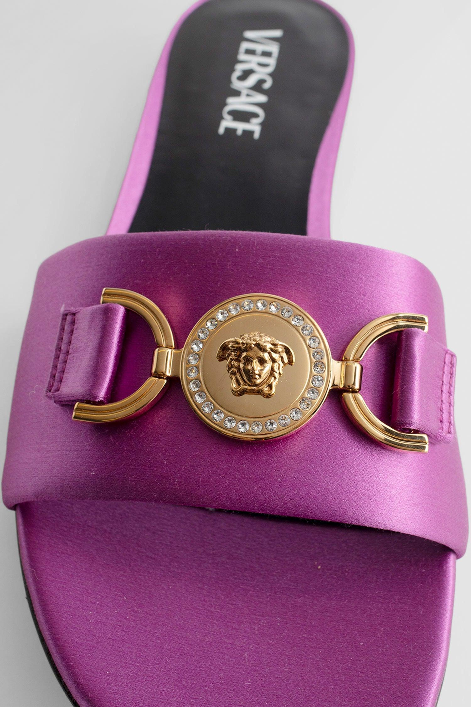 Versace Slides In Satin And Leather in Purple Lyst UK