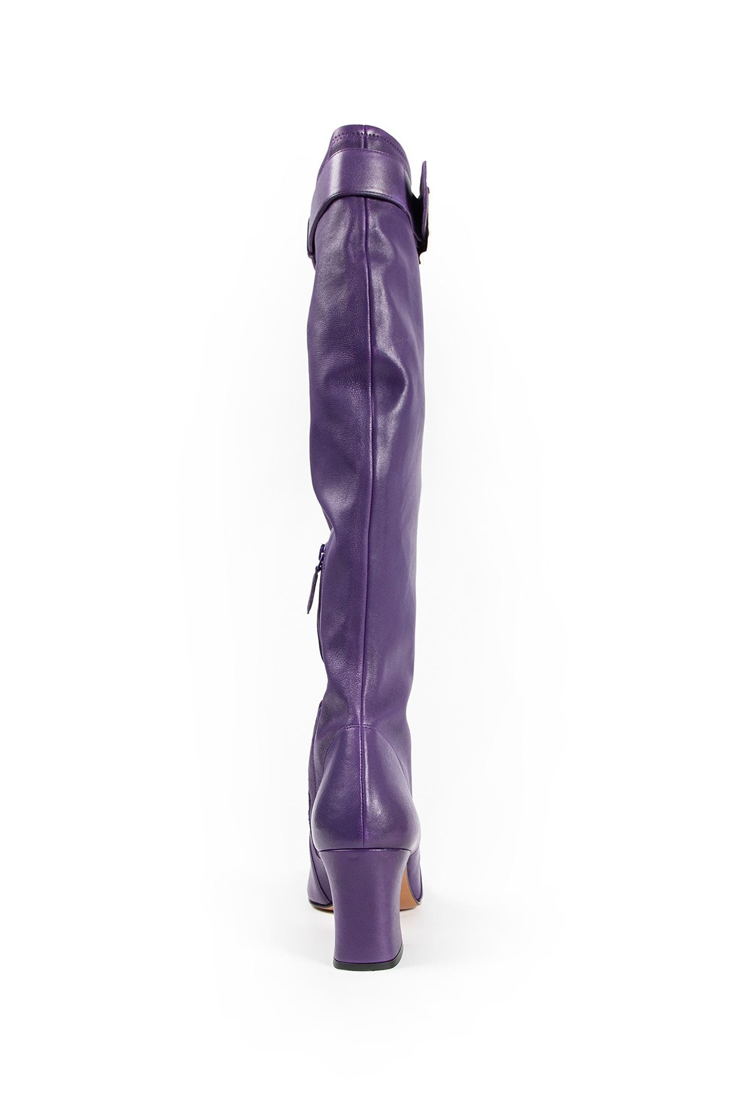 Miu Miu Nappa Leather Boots With Buckle in Purple | Lyst UK