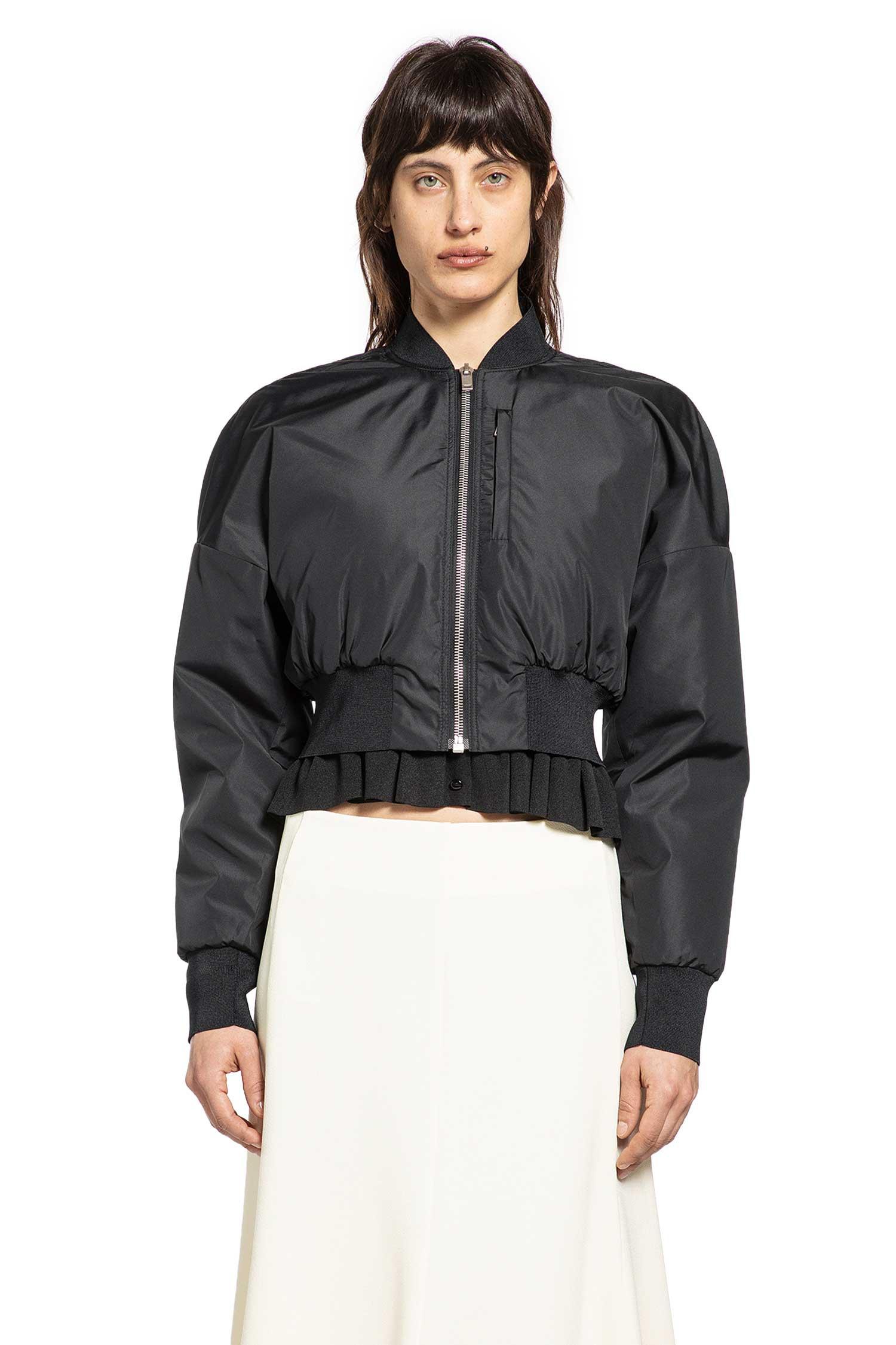 Jil Sander Taffeta Cropped Bomber Jacket in Black | Lyst