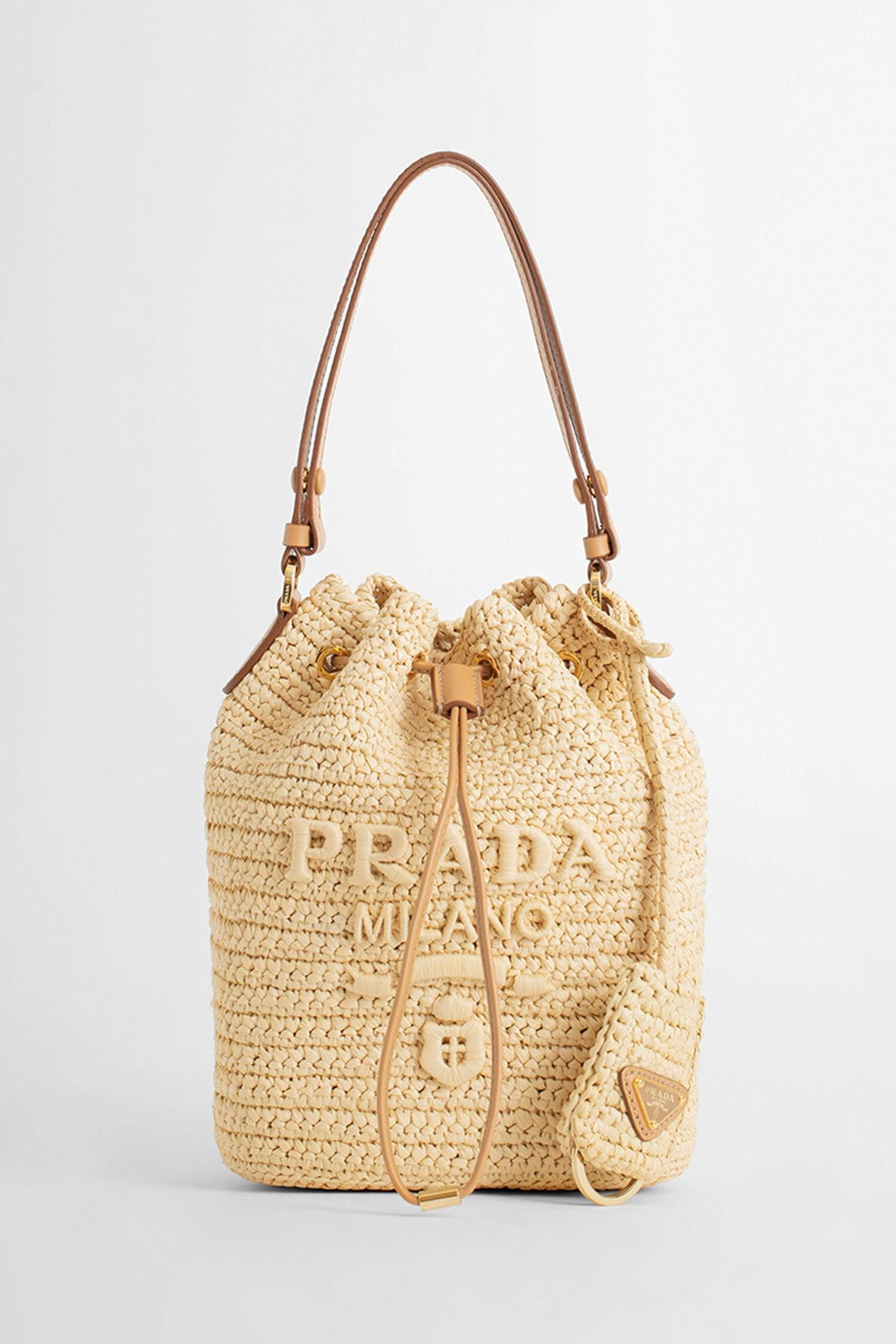 Prada Small Raffia Bucket Bag in Natural Lyst UK