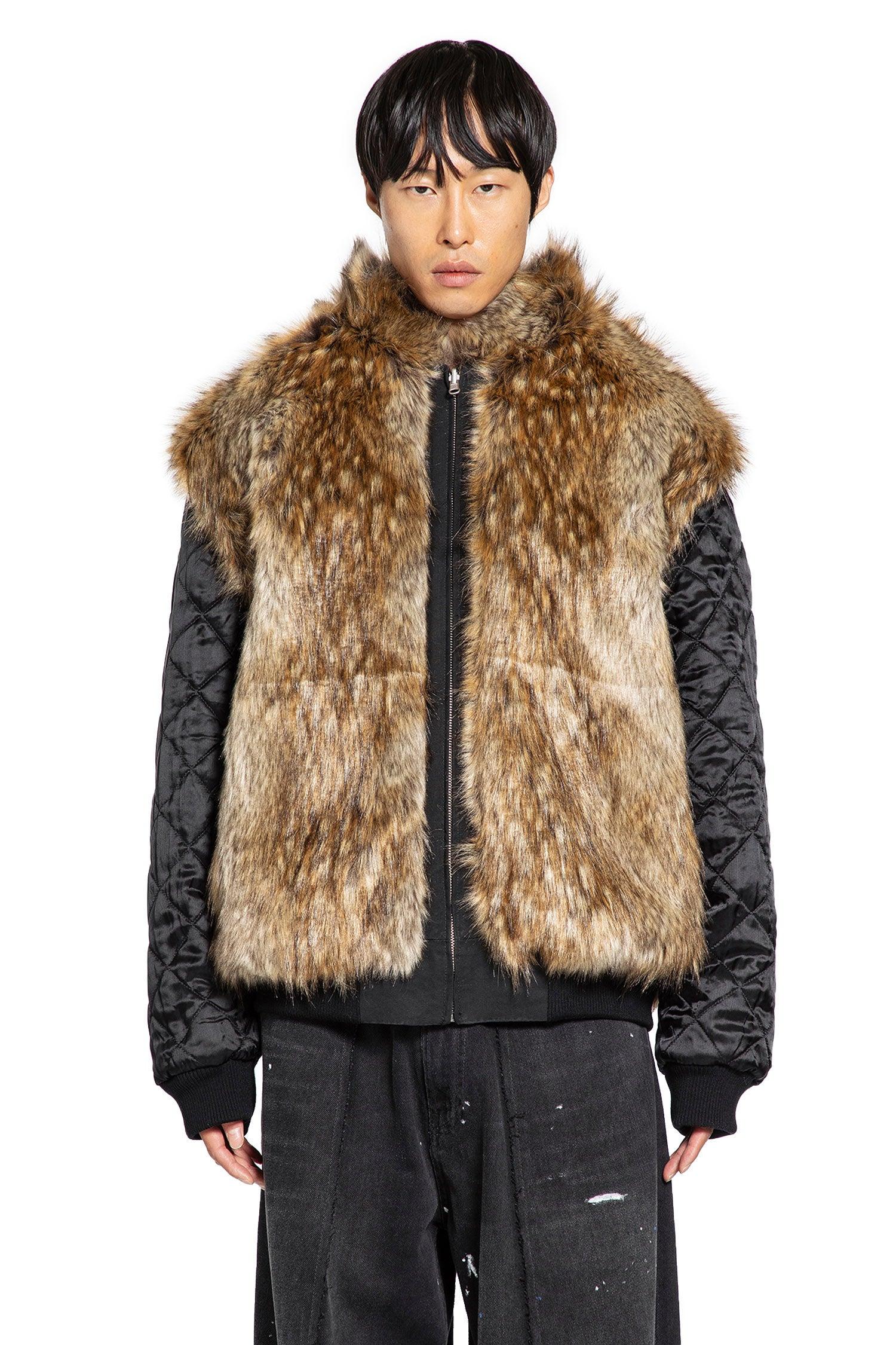 MM6 by Maison Margiela Cotton Bomber With Faux Fur Collar in Black 