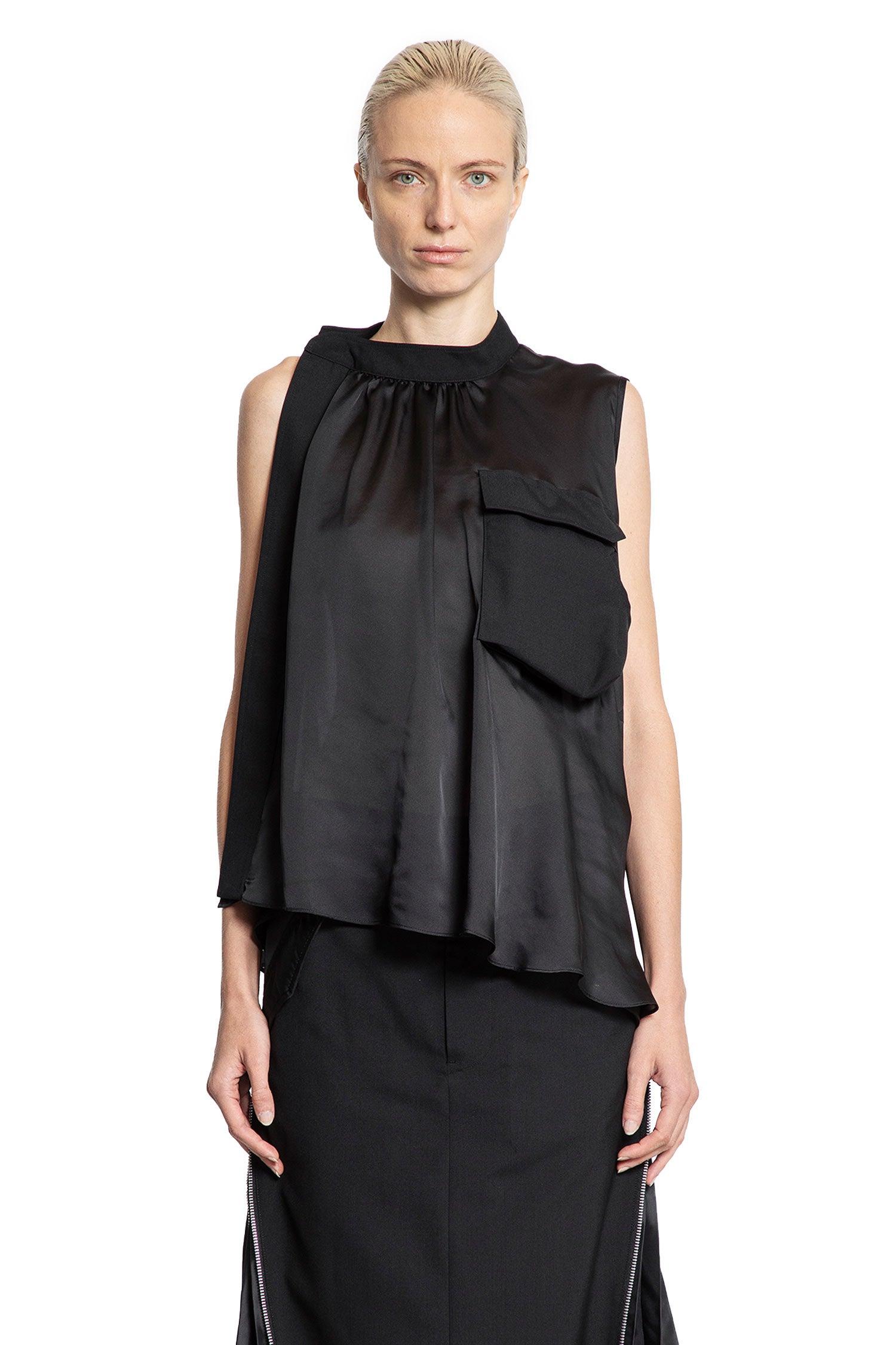 【送料&関税込】Sacai Sleeveless Long-length Shirt Sacai Sleeveless Pleated Shirt | Black | FARFETCH
