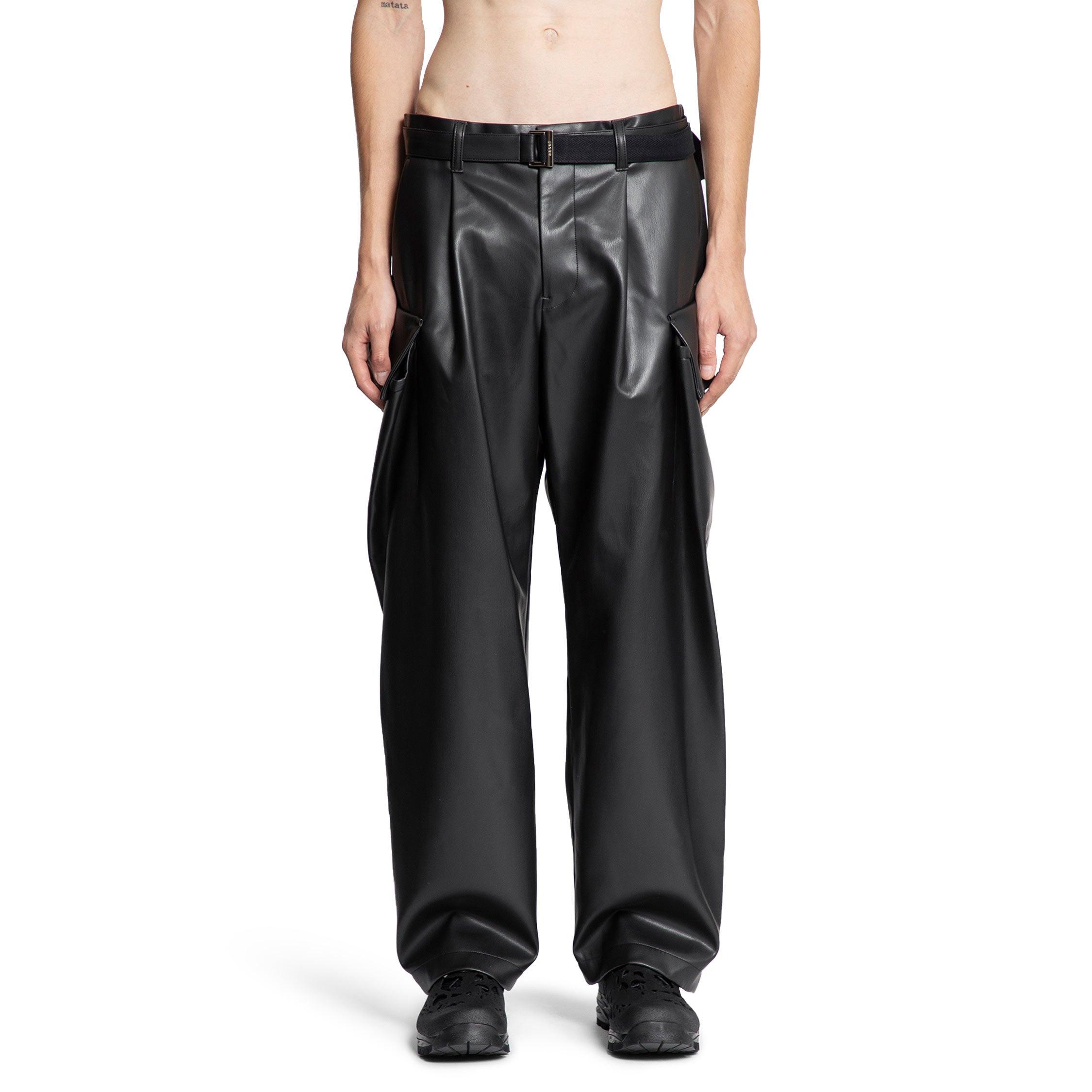 sacai-Black-Faux-Leather-Pants