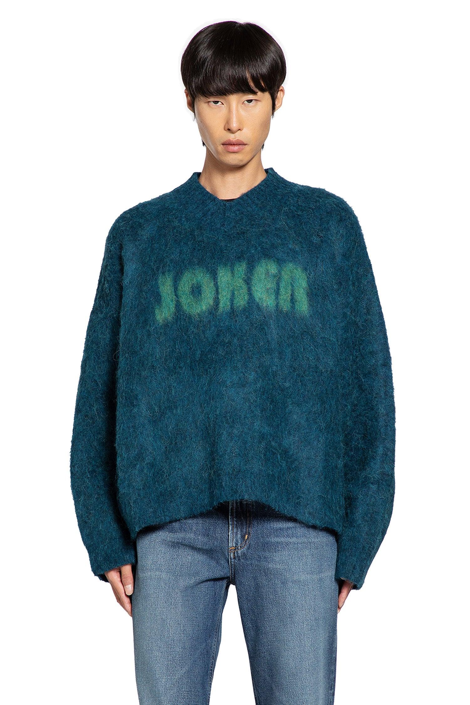 Martine Rose Joker Brushed Mohair V-Neck Jumper in Blue for Men | Lyst