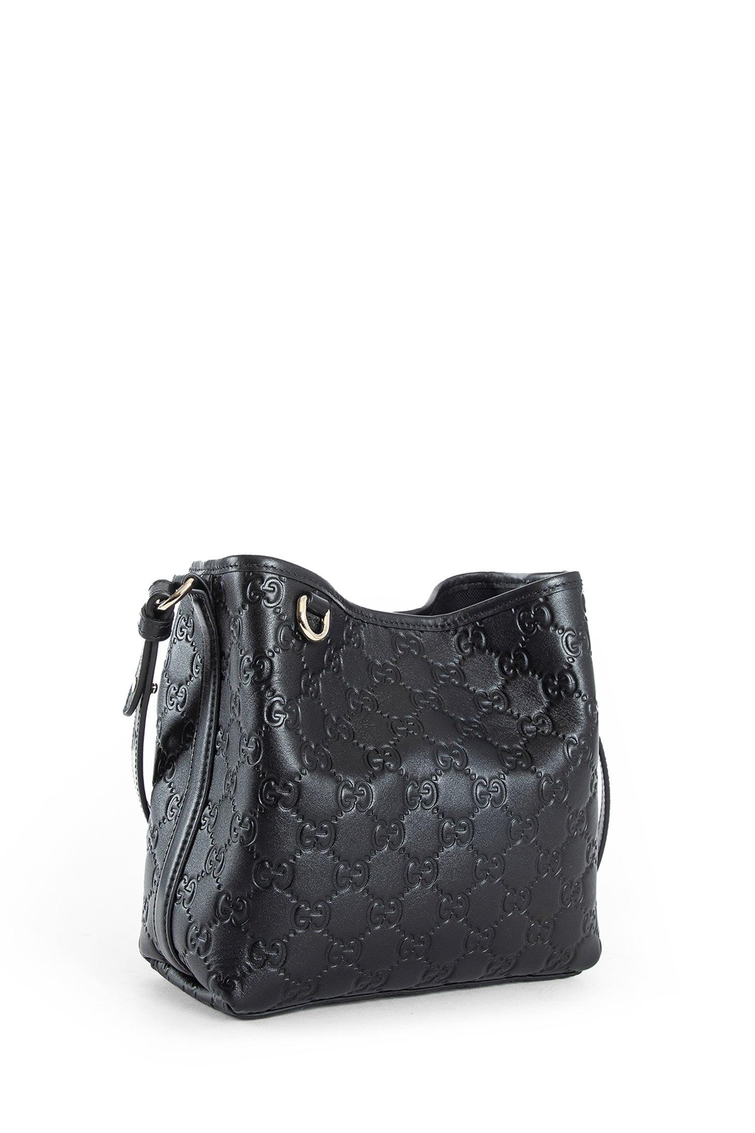 ショルダーバッグ・ポシェット GUCCI - BUCKET BAG GG Emblem small bucket bag in beige and dark brown fabric