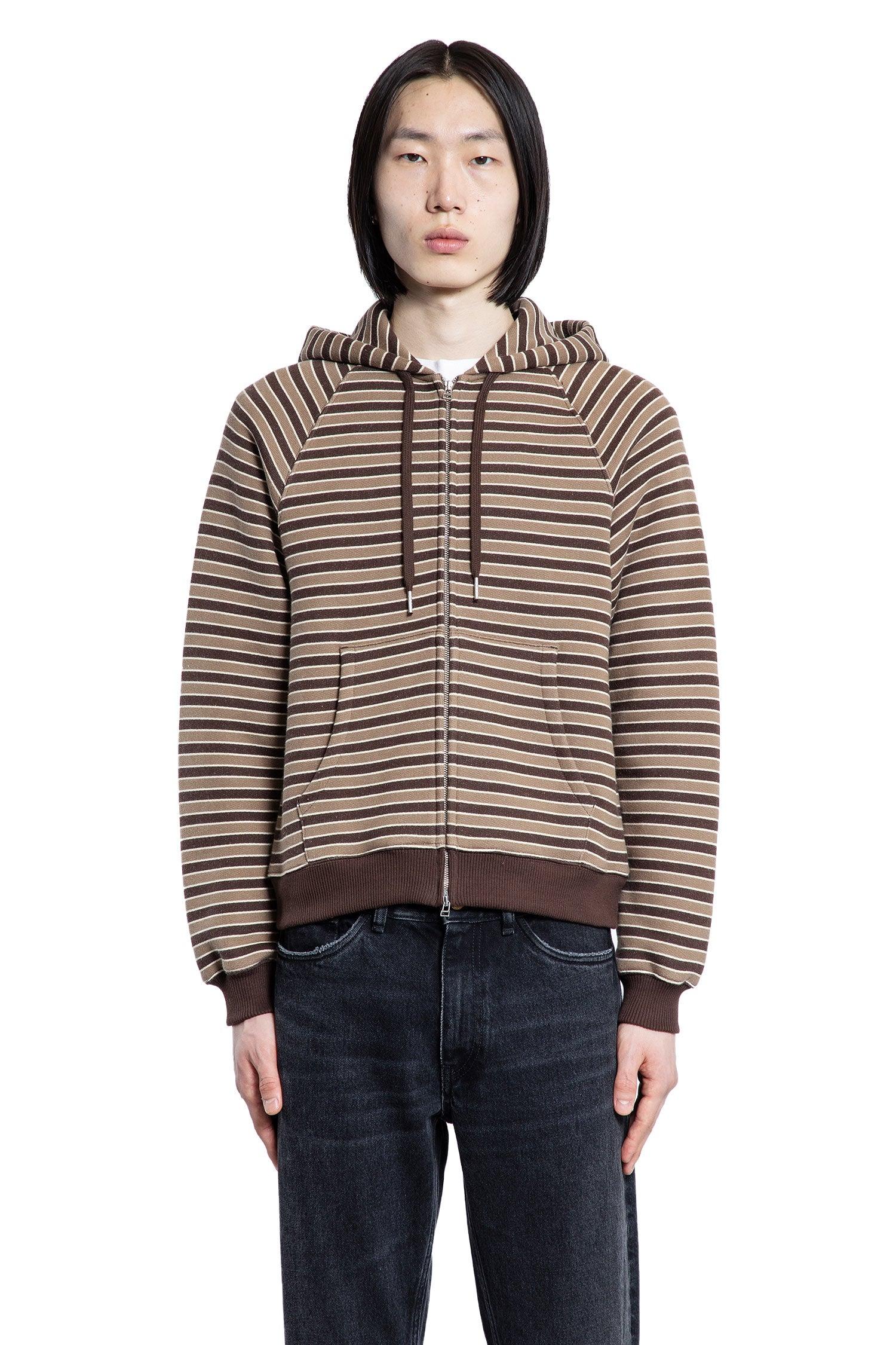 Stockholm Surfboard Club Striped Zip-Up Hoodie in Brown for Men