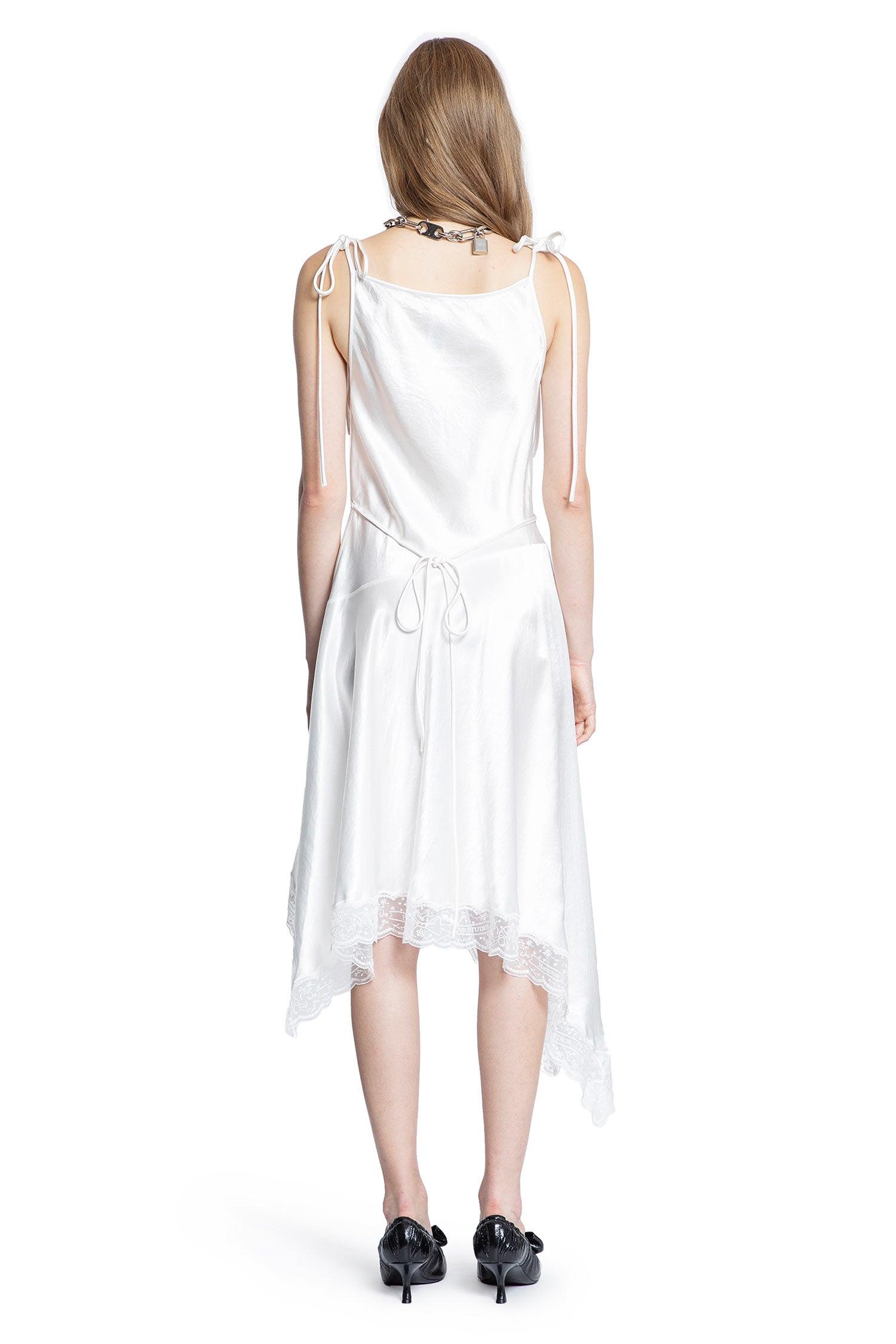 Acne Studios Satin Lace Dress in White | Lyst Acne Studios Satin Lace Dress in White | Lyst