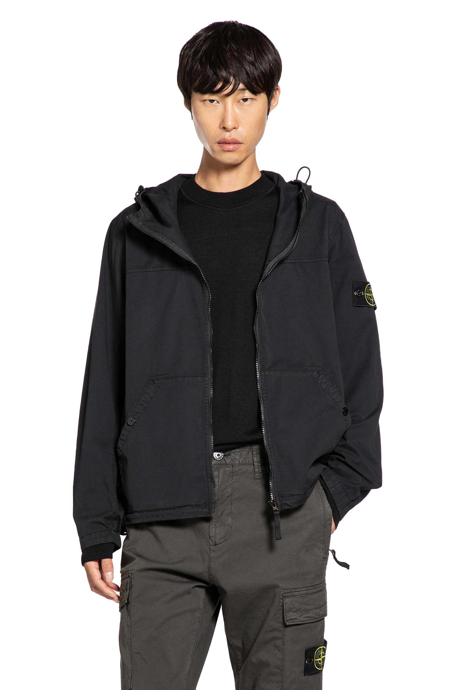 Stone Island 1200032 Hooded Overshirt in Black for Men | Lyst